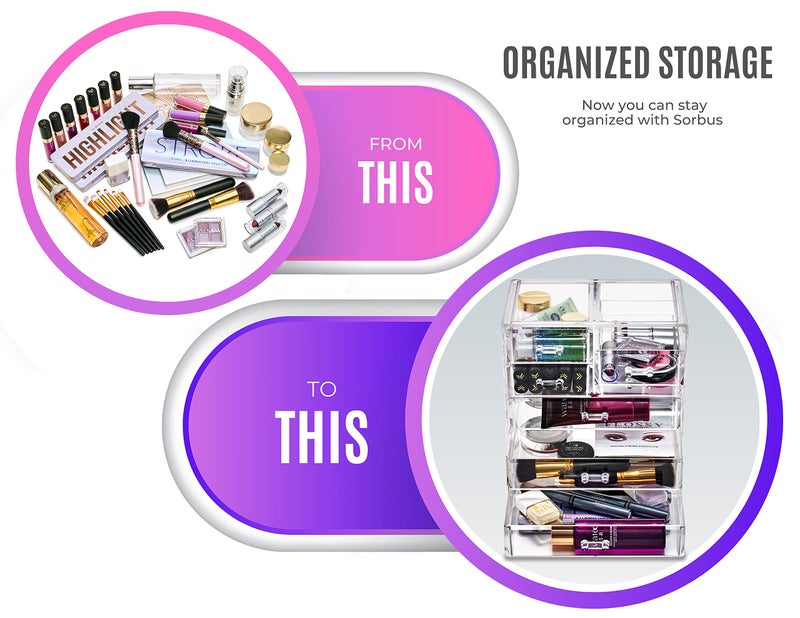 Sorbus Acrylic Makeup Organizer Set, 7-Drawer Vanity & Countertop Cosmetic Storage with Small & Wide Drawers, Clear Makeup Storage for Brushes, Lipsticks, Jewelry â€“ Holiday Gift for Women & Teens - Image 4